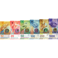 (170) ** PNew (P75-P79) Switzerland - 10,20,50,100,200,1000 Franken (6 Notes)
